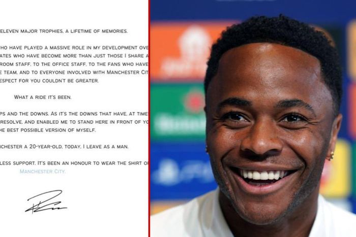 Raheem Sterling pens emotional farewell to Manchester City fans