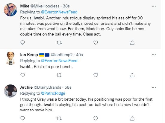 Reactions to Iheanacho and Iwobi after Everton hold Leicester City to 1-1 draw