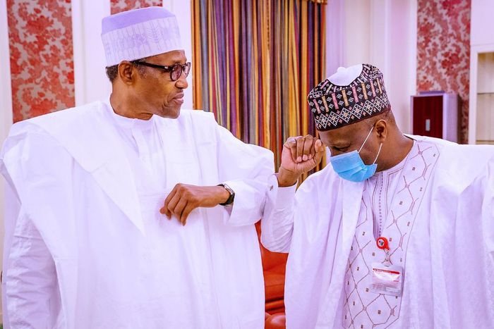 President Muhammadu Buhari and Gombe state governor, Inuwa Yahaya. [Presidency]