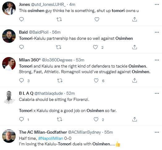 Reactions as Osimhen struggles in Napoli's loss to AC Milan
