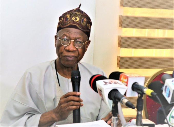Lai Mohammed, Minister of Information and Culture at a press conference in Lagos (Twitter/@FMICNigeria)