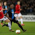 South Africa star Percy Tau (C) playing for Bruges against Manchester United this year in the Champions League