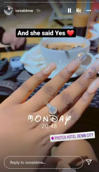 Davido's aide Israel DMW proposes to girlfriend