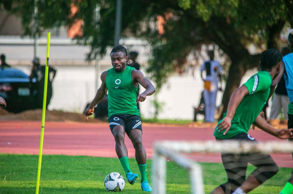 Moses Simon in Super Eagles training for the Sierra Leone clash