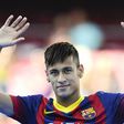 BARCELONA, SPAIN - JUNE 03: Neymar waves to the crowd during the official presentation as a new player of the FC Barcelona at Camp Nou Stadium on June 3, 2013 in Barcelona, Spain. (Photo by David Ramos/Getty Images)
