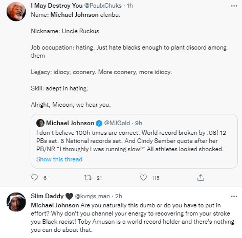 Michael Johnson for downplaying Tobi Amusan World record