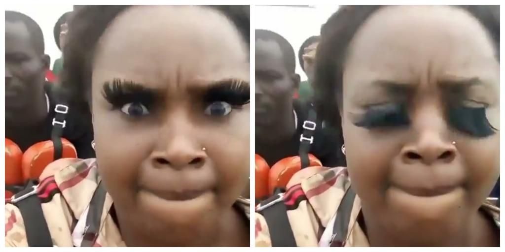 Video show slay queen struggling to save her long artificial eyelashes during a boat ride
