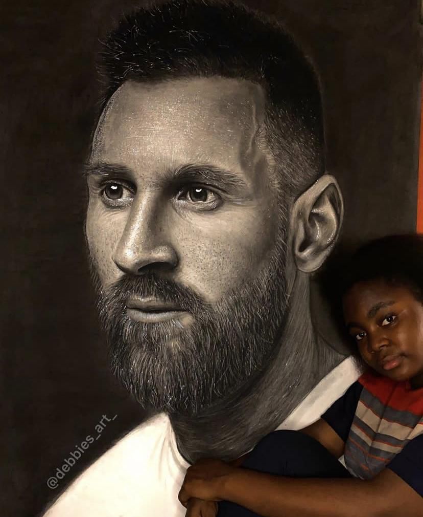 Lionel Messi charcoal fan art