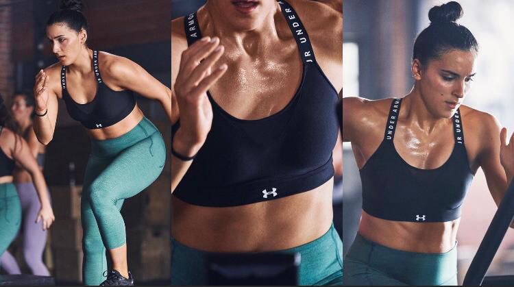 UnderArmour Brasil promoting their Top de Treino Feminio Under Armour Infinity high