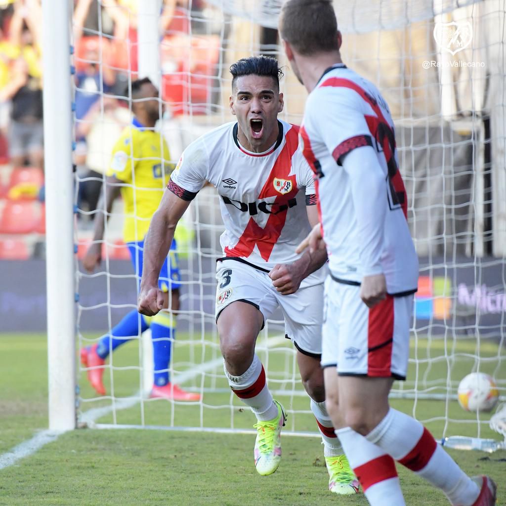 Falcao celebrates his goal against Getafe last season.