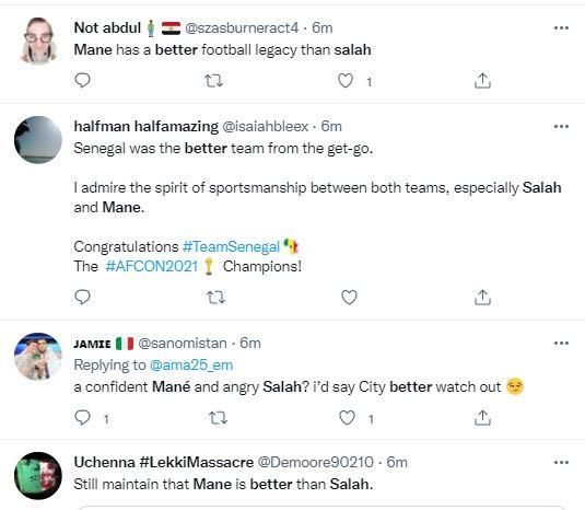 Tweets about Mane and Salah