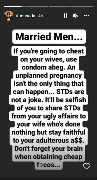 She also advised married men who got after single women to also use protection.