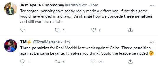 Reactions as Barcelona overcome 3 penalties to beat Levante 3-2 with late Luuk de Jong goal