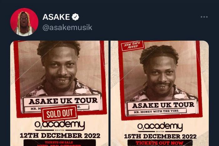 Asake announces third 02 date