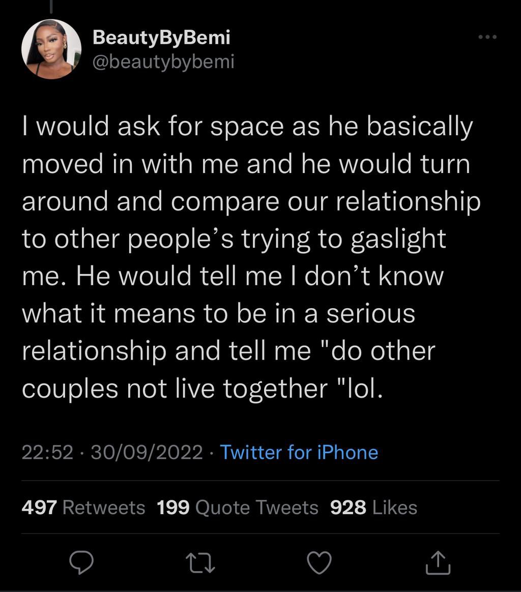 Beauty By Bemi tweets accusing Sheggz of abuse [Twitter/beautybybemi]