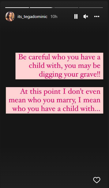 BBNaija's Tega says people should be careful who they have children with