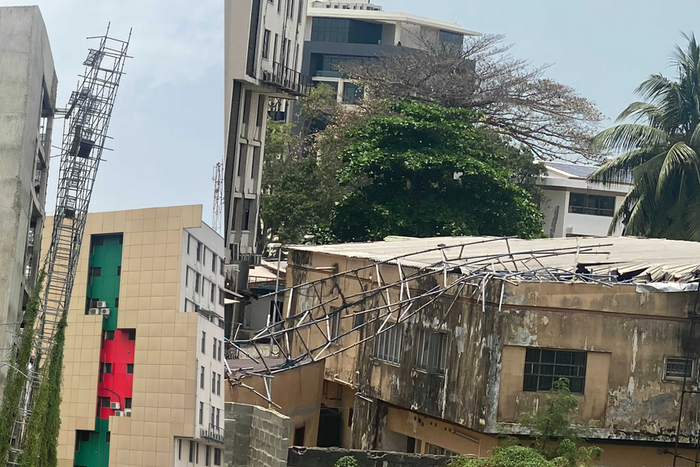 Remains of collapsed Ikoyi building crashes on neighboring homes