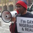 A gay Nigerian protesting