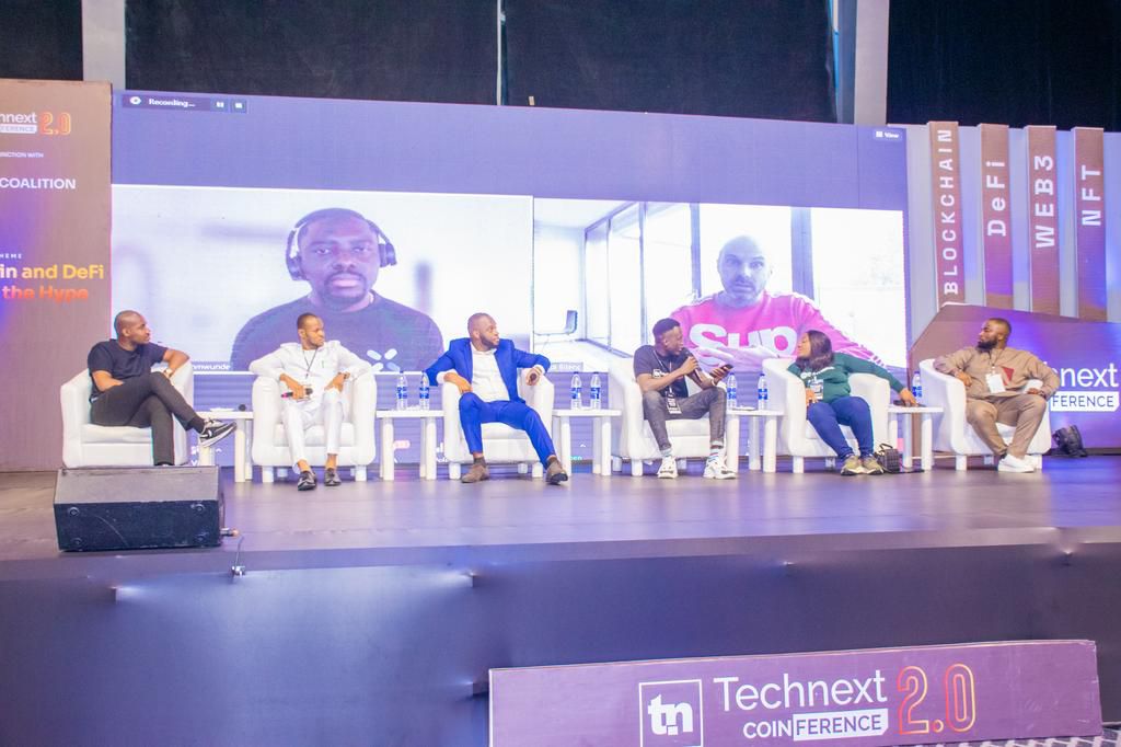 L-R  Buchi Okoro, CEO and Co-Founder, Quidax; Senator Ihenyen, President, SBAN; Chris Ani, Founder CEO, DABA; Temitope Akintade, journalist, Technext; Ruth Iselema, Founder, Bitmama; Chinedu Obidiegwu Business