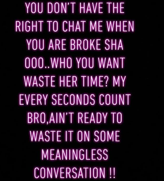 Nkechi Blessing sends warning to broke men planning to ask her out