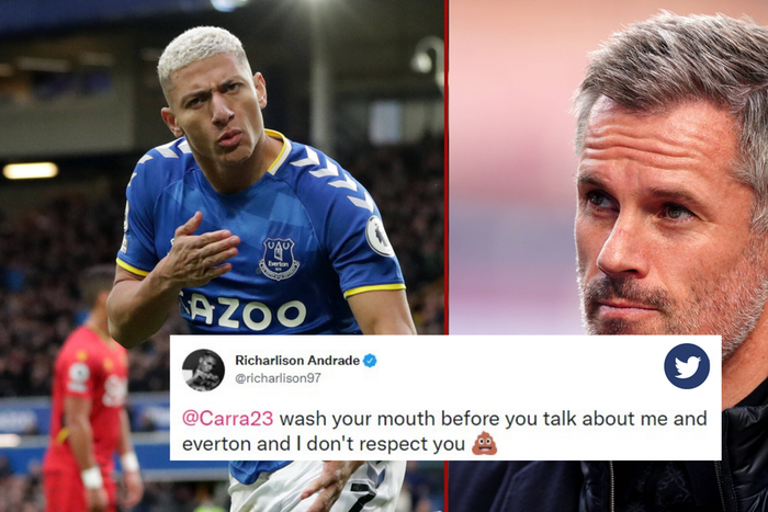 Everton forward Richarlison hits back at Jamie Carragher on Twitter following comeback win over Crystal Palace in the rpremier league on Thursday night