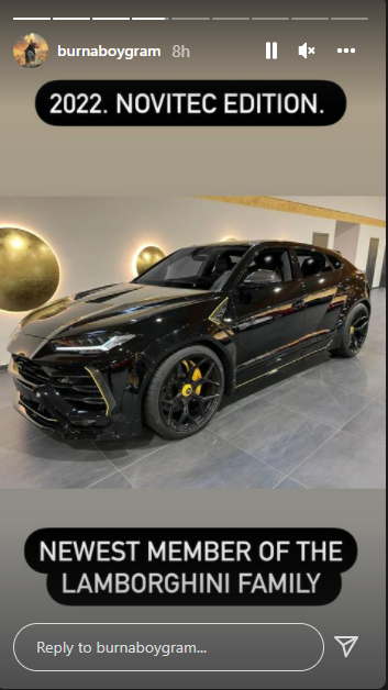 The singer's new car is the latest addition to the Lamborghini family.