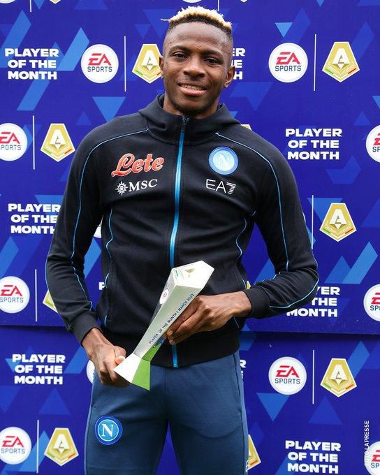 Osimhen became the first Nigerian to ever win the Serie A player of the month  for March