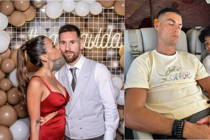 Cristiano Ronaldo celebrates son, Lionel Messi at Alba's wedding