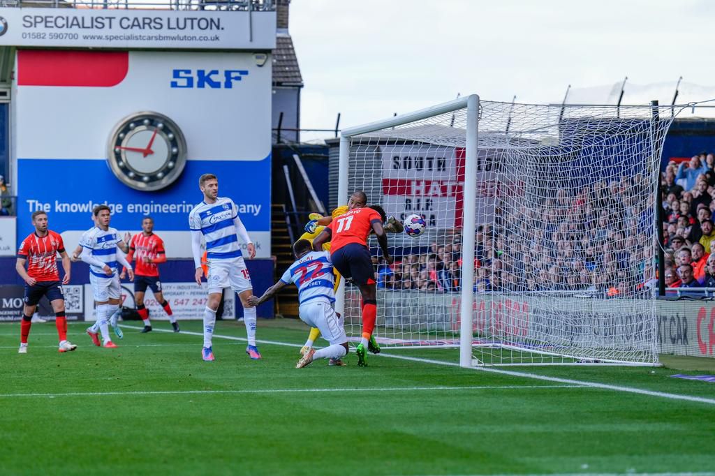 Adebayo heads home the opener for Luton