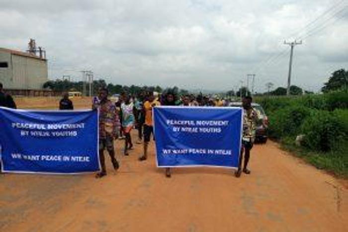 Nteje Community youths during peaceful demonstration