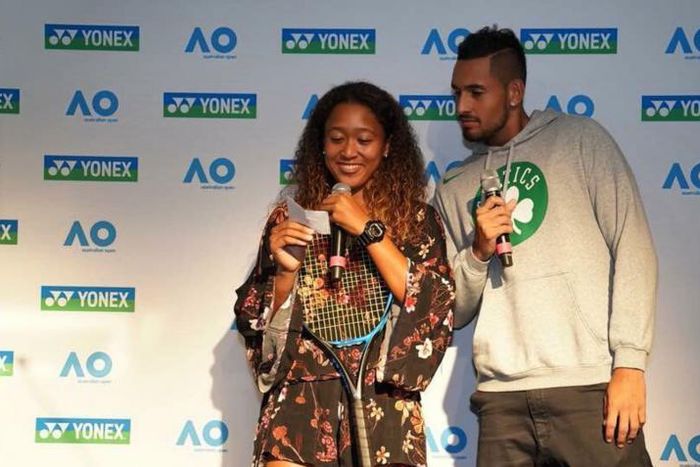 Nick Kyrgios (R) has signed with Naomi Osaka's new agency Evolve