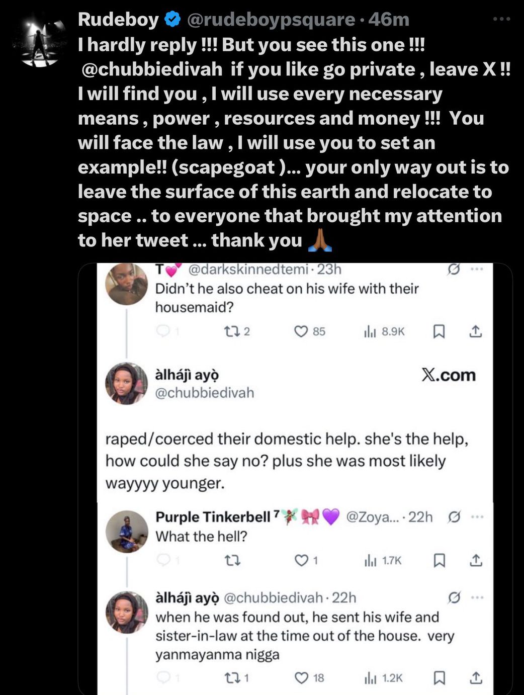 "I will find you'- Singer Paul Okoye vows lawsuit against X user over rape allegation