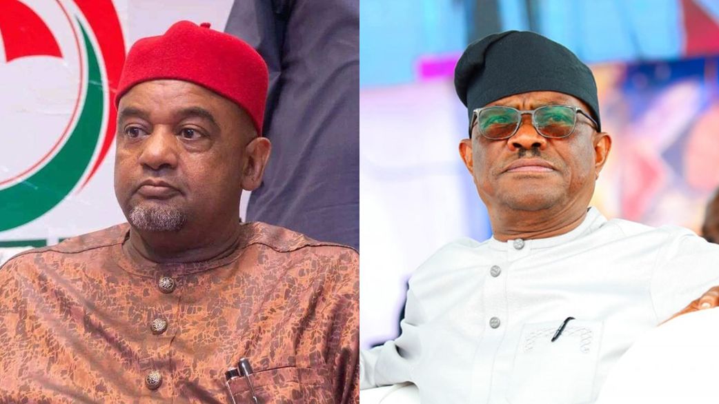 L-R: PDP acting National Chairman, Umar Damagum and FCT Minister, Nyesom Wike. [Facebook]