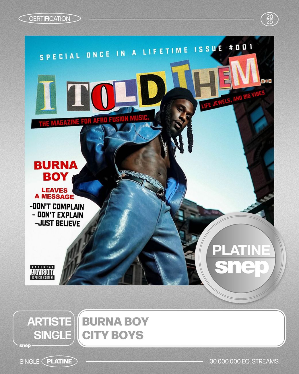 Burna Boy becomes the most certified Nigerian artist in France