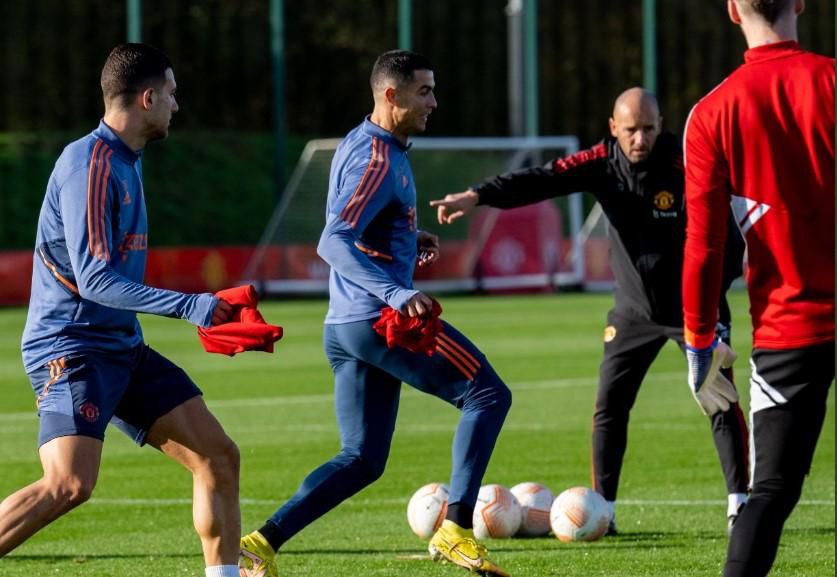 Cristiano Ronaldo in Manchester United's training session ahead of their Thursday's Europa League clash