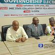 INEC officials at Adamawa collation centre on Tuesday, April 18, 2023. (Channels tv)