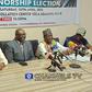 INEC officials at Adamawa collation centre on Tuesday, April 18, 2023. (Channels tv)