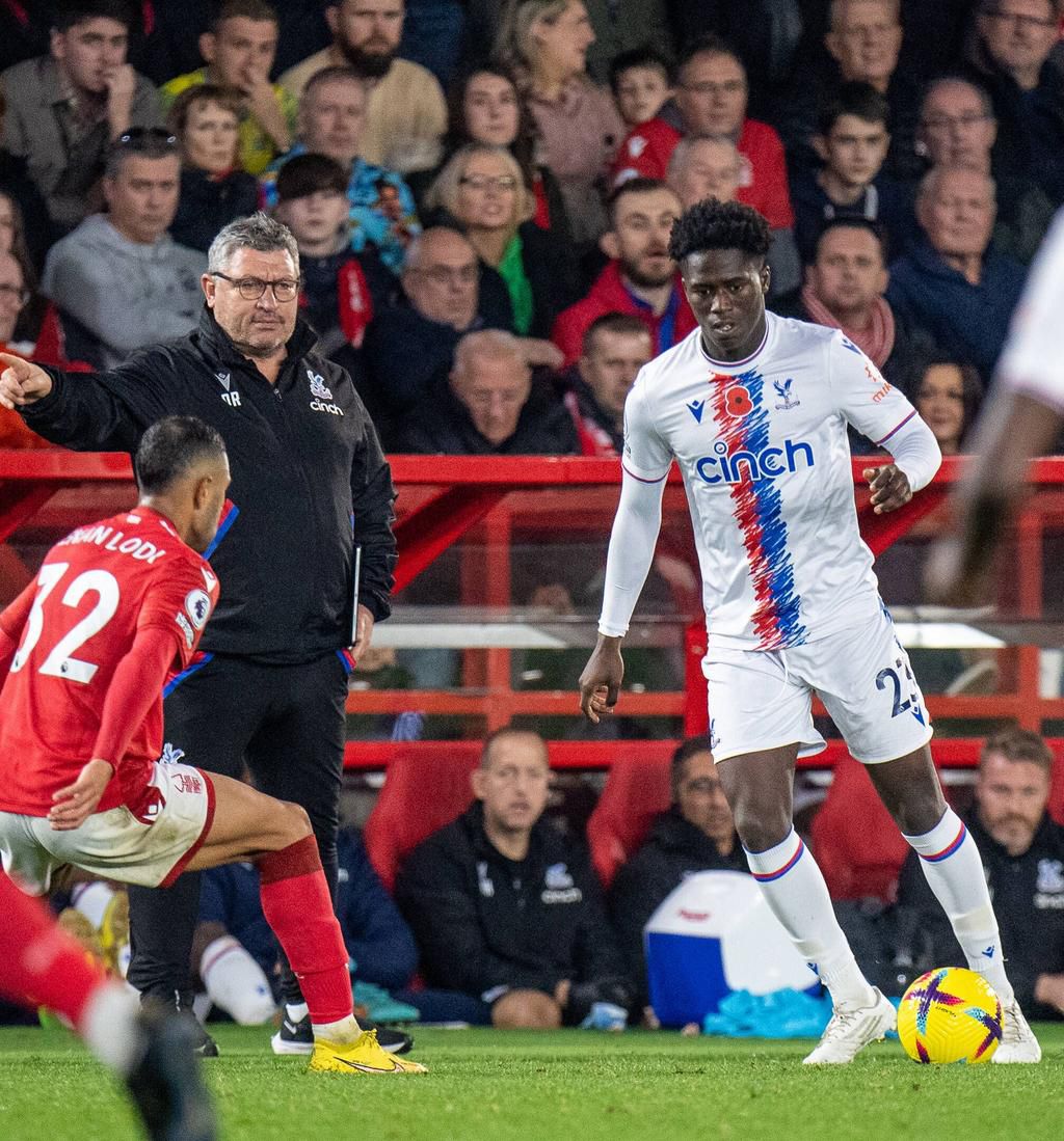 NOTTINGHAM, ENGLAND - NOVEMBER 12: Malcolm Ebiowei of Crystal Palace during the Premier League match between Nottingham Forest and Crystal Palace at City Ground on November 12, 2022 in Nottingham, United