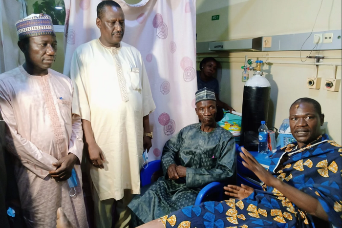 Mr Abdullahi Modibbo, receiving treatment at Asokoro District Hospital, Abuja. [NAN]