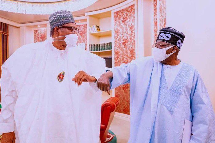 President Muhammadu Buhari and APC National leader, Bola Tinubu. [Presidency]