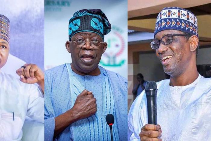 Mallam Hamzat Lawal, President Bola Tinubu and Mallam Nuhu Ribadu. [ASC]