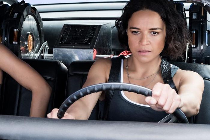 Nathalie Emmanuel and Michelle Rodriguez in "Fast and Furious 9."Giles Keyte/Universal Pictures