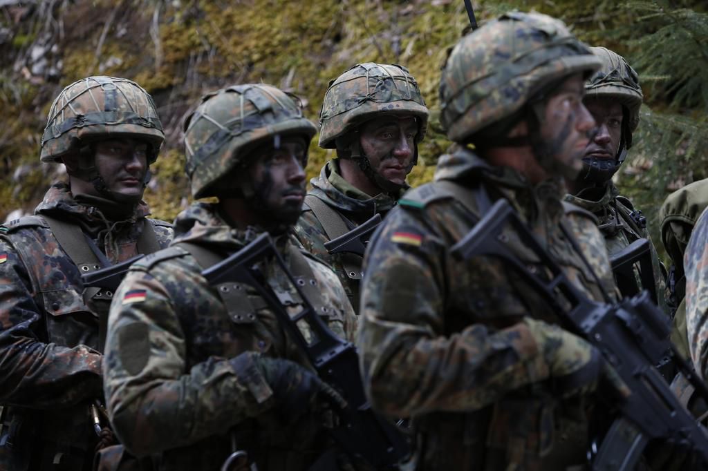 German Bundeswehr soldiers at Kaserne Hochstaufen (mountain infantry military barracks) in Bad Reichenhall, southern Germany, March 23, 2016.