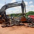 Some of the motorcycles being crushed at Area 1 in Abuja on Thursday. [NAN]