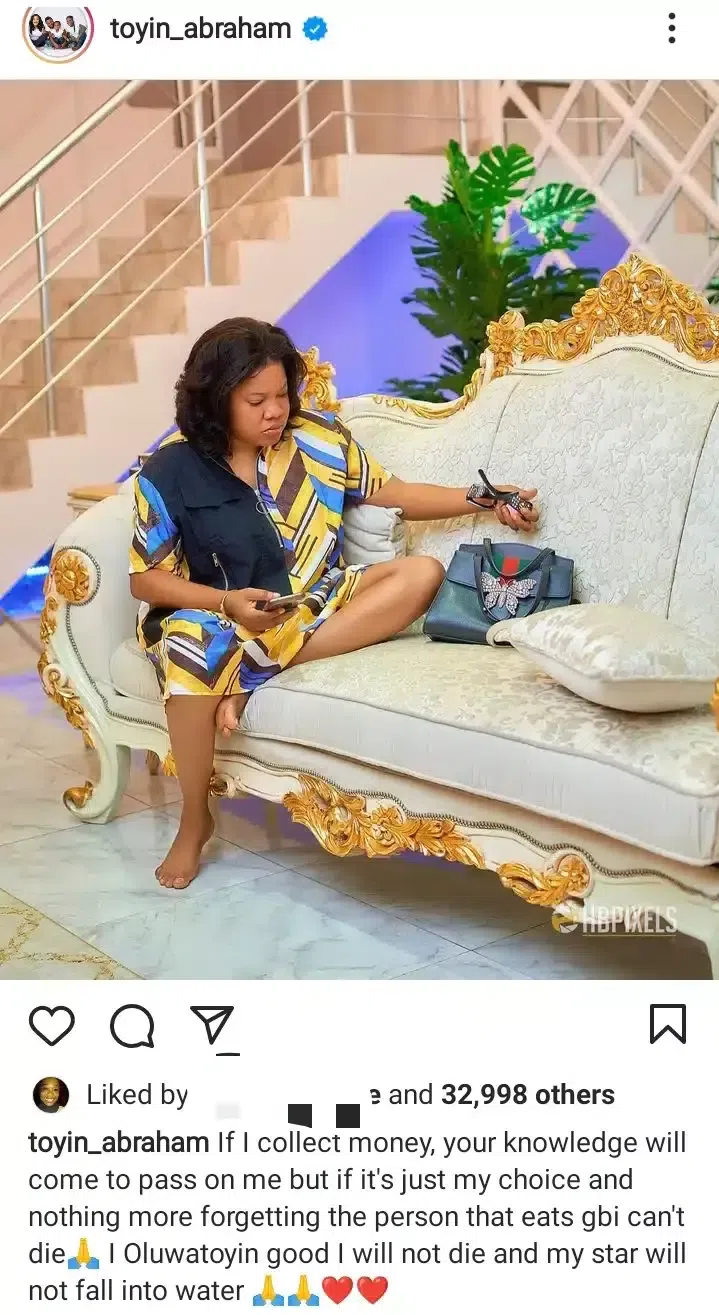 Toyin's deleted post