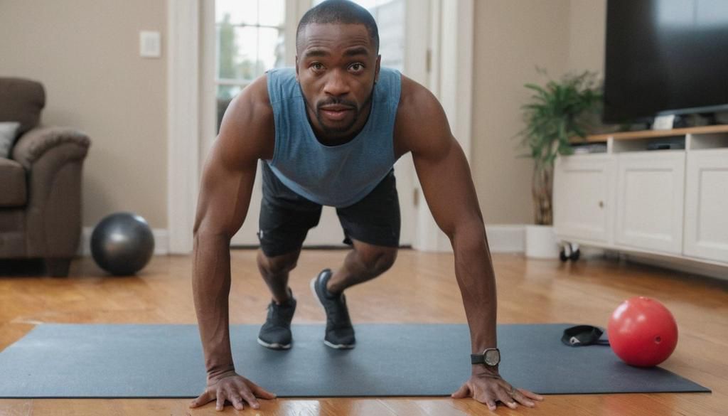 A man engaged in a physical exercise
