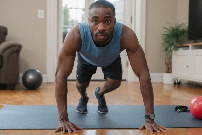 A man engaged in a physical exercise