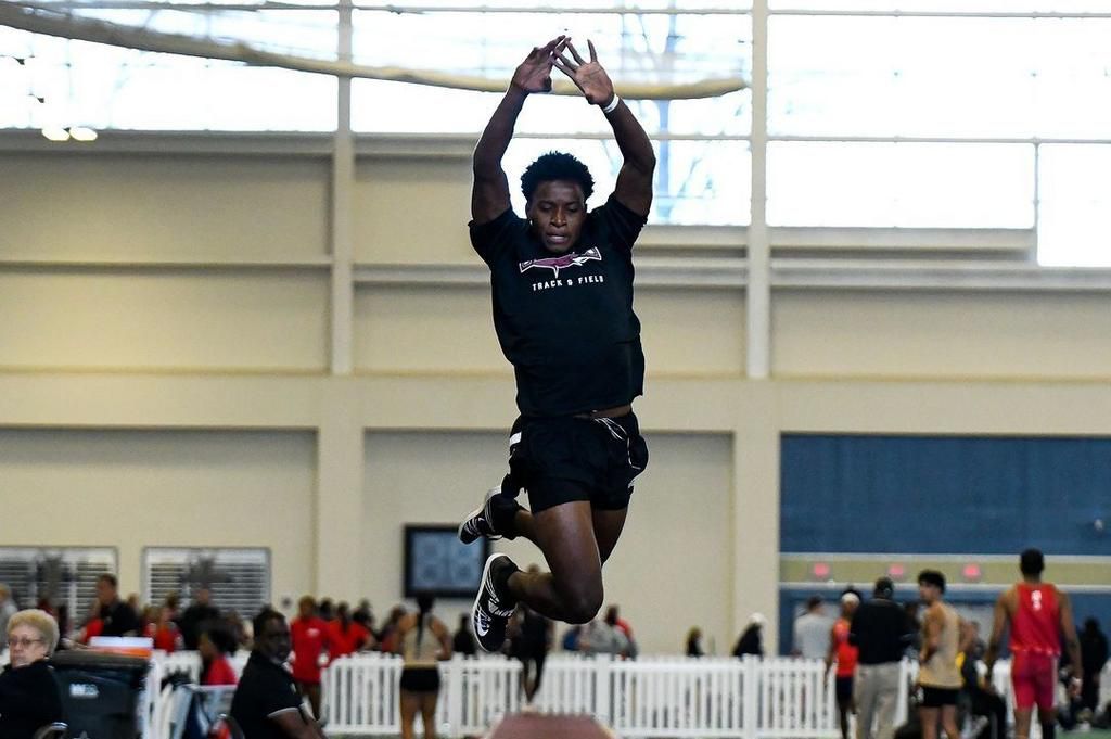 Goodness Iredia in the triple jump event at his first indoor meet