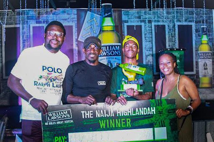 L-R: National Sales Manager, Olumagin Thomas, Bacardi-Martini Nigeria Limited; Project Lead, Chain Reactions Africa, Dixon Odukoya; Winner, The Naija Highlandah Challenge 2022, Akinwale Awatt, and Customer Marketing Manager, Bacardi-Martini Nigeria Lim...