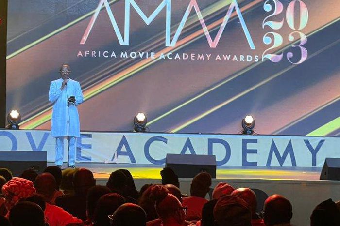 The CEO-designate, Raymond Anyiam-Osigwe, delivers the welcome speech at the 2023 AMAAs [Twitter/AMAAWARDS]